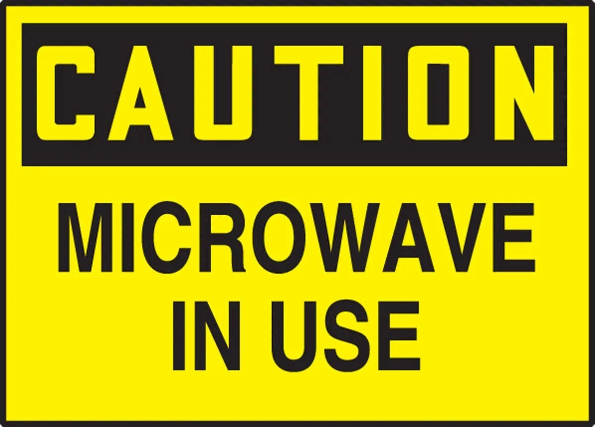 AccuformNMC LRAD615XVE OSHA Caution Safety Label, Microwave In Use, Adhesive Dura Vinyl, 3-1/2" H x 5" W