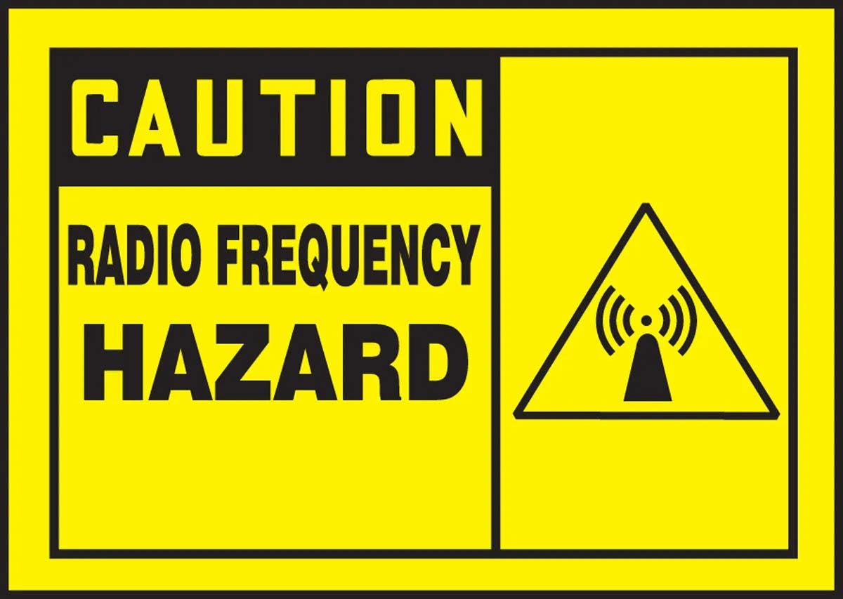 AccuformNMC LRFQ600VSP OSHA Caution Safety Label, Radio Frequency Hazard, Adhesive Vinyl, 3-1/2" H x 5" W, 5/Pk