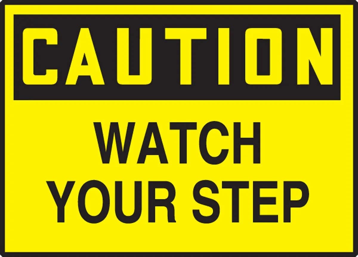AccuformNMC LSTF601XVE OSHA Caution Safety Label, Watch Your Step, Adhesive Dura Vinyl, 3-1/2" H x 5" W
