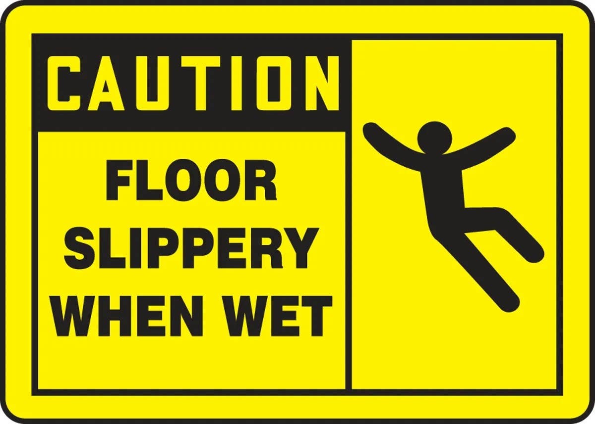 AccuformNMC LSTF604VSP OSHA Caution Safety Label, Floor Slippery When Wet, Adhesive Vinyl, 3-1/2" H x 5" W, 5/Pk