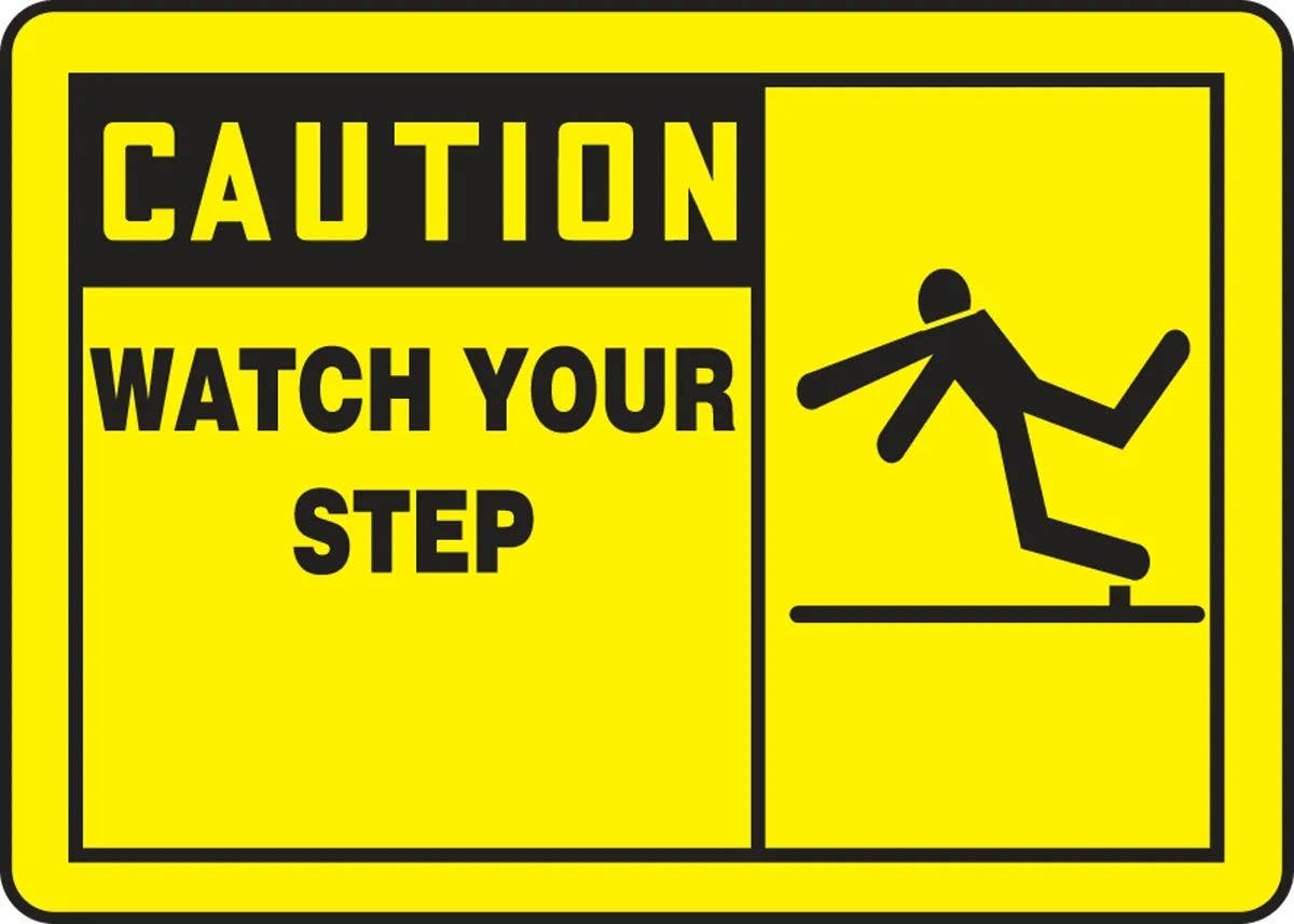 AccuformNMC LSTF605XVE OSHA Caution Safety Label, Watch Your Step, Adhesive Dura Vinyl, 3-1/2" H x 5" W