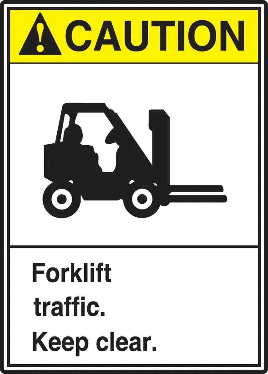 AccuformNMC LVHR600XVE ANSI Caution Safety Label, Forklift Traffic, Keep Clear, Adhesive Dura Vinyl, 5" H x 3-1/2" W