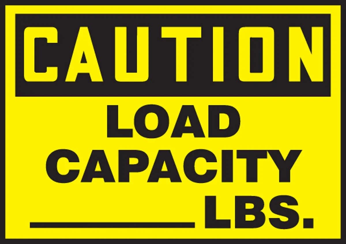 AccuformNMC LVHR602XVE OSHA Caution Safety Label, Load Capacity __ Lbs., Adhesive Dura Vinyl, 3-1/2" H x 5" W