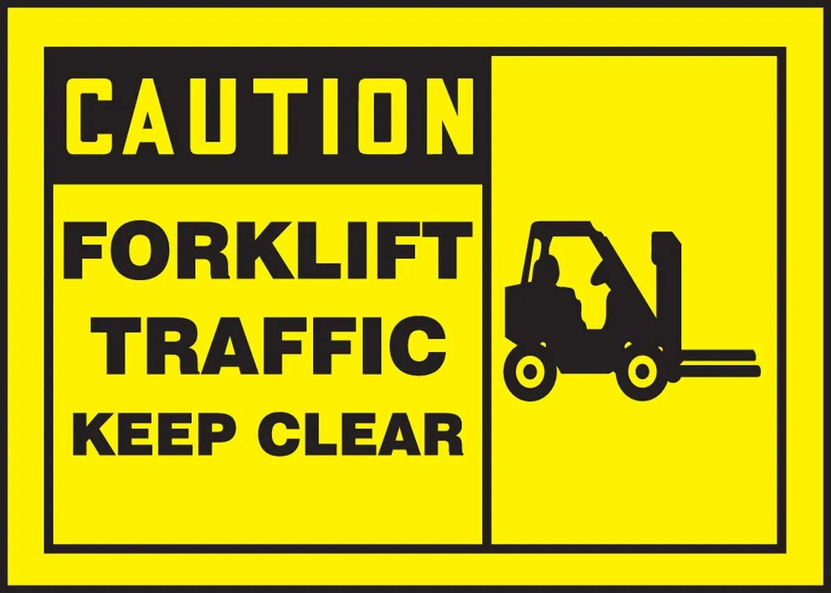 AccuformNMC LVHR604VSP OSHA Caution Safety Label, Forklift Traffic, Keep Clear, Adhesive Vinyl, 3-1/2" H x 5" W, 5/Pk