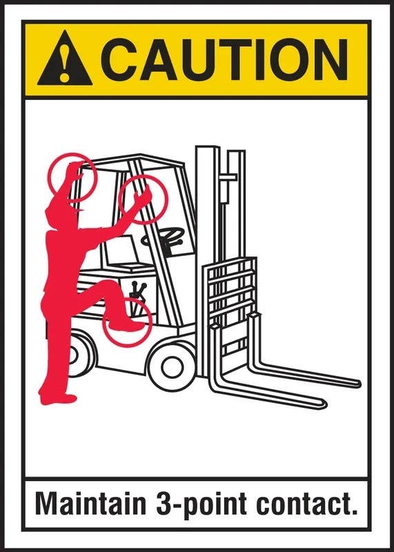 AccuformNMC LVHR606XVE ANSI Caution Safety Label, Maintain 3-Point Contact, Adhesive Dura Vinyl, 7" H x 5" W