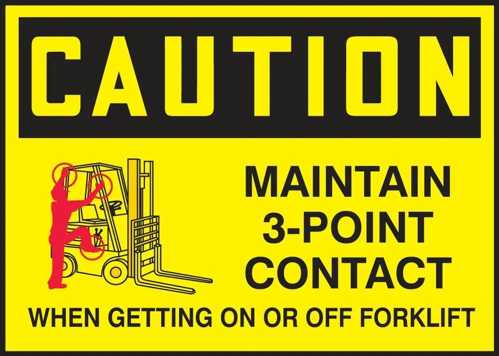 AccuformNMC LVHR612VSP OSHA Caution Safety Label, Maintain 3-Point Contact When..., Adhesive Vinyl, 5" H x 7" W, 5/Pk