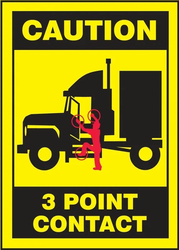 AccuformNMC LVHR613VSP Safety Label, Caution, 3 Point Contact, Adhesive Vinyl, 7" H x 5" W, 5/Pk
