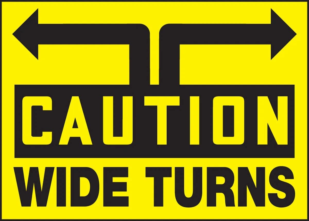 AccuformNMC LVHR619 Caution Safety Label, Wide Turns, 10" H x 14" W