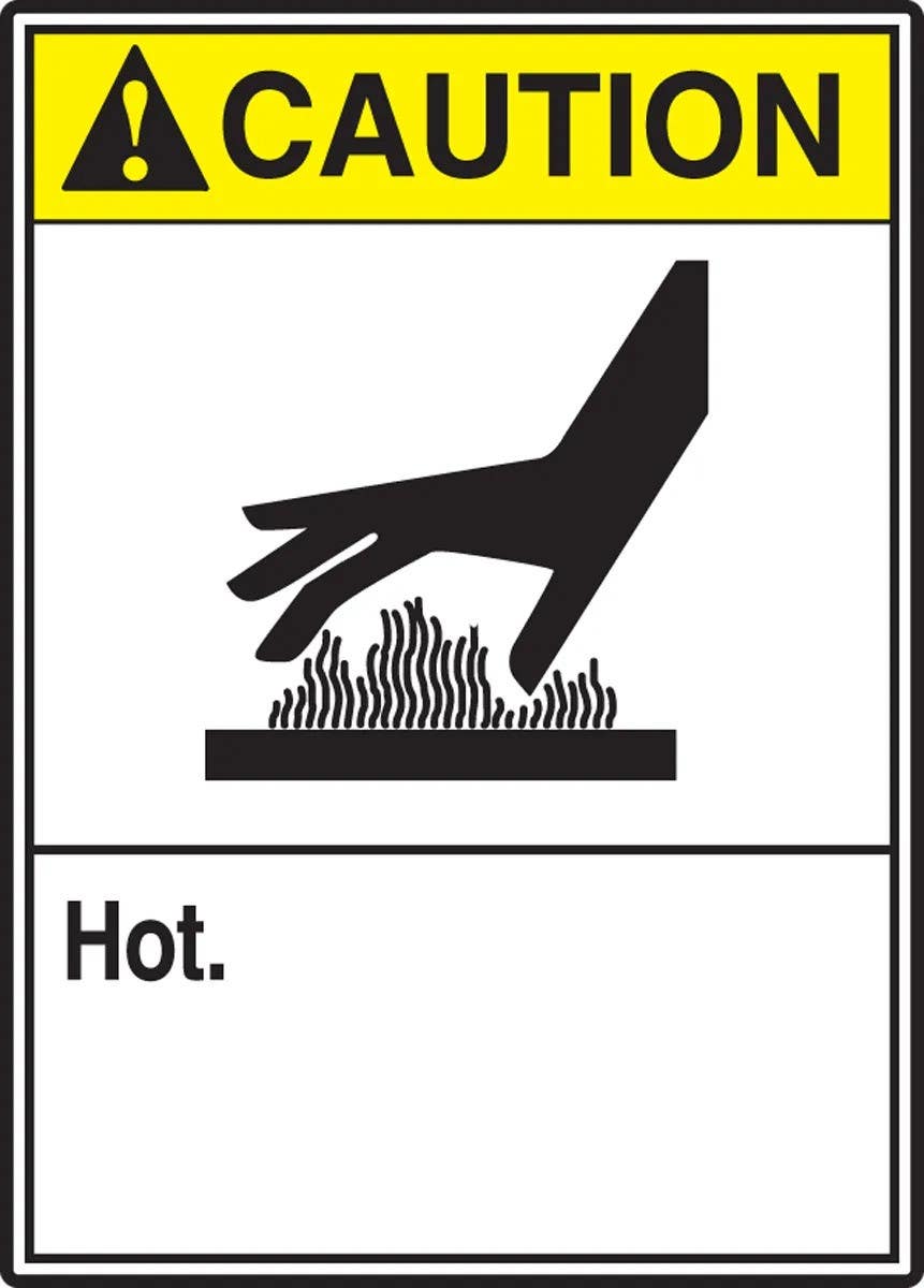 AccuformNMC LWLD606VSP ANSI Caution Safety Label, Hot, Adhesive Vinyl, 5" H x 3-1/2" W, 5/Pk