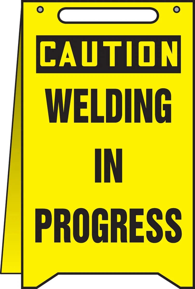 AccuformNMC MF116 OSHA Caution Fold-Ups, Welding In Progress, 20" H x 12" W