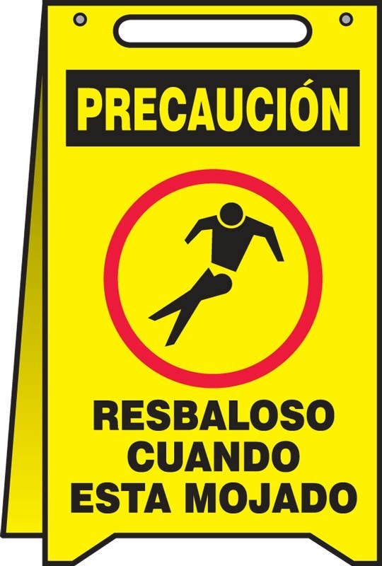 AccuformNMC MF119 Fold-Ups, OSHA Caution Safety Sign, Slippery When Wet, 20" H x 12" W