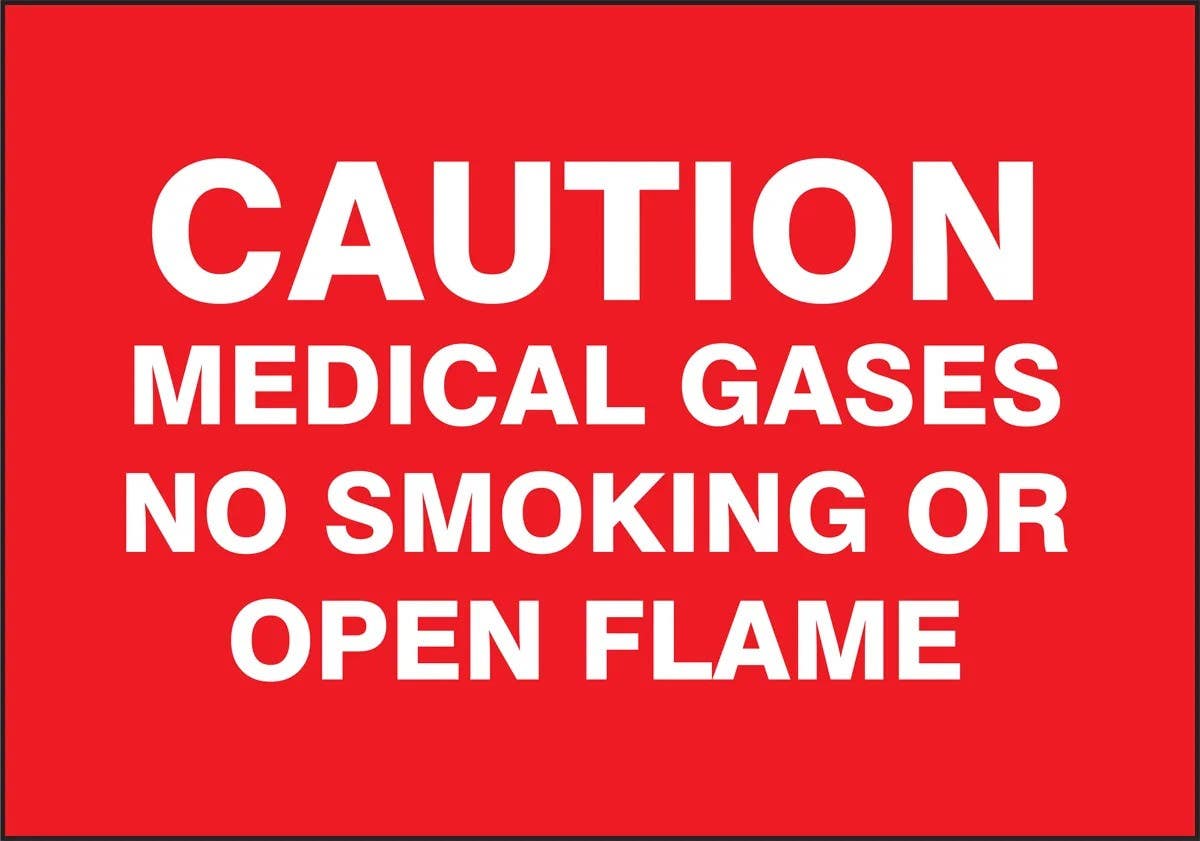 AccuformNMC MGS142 Caution Safety Sign, Medical Gases, No Smoking Or Open Flame, Magnetic Vinyl, 7" H x 10" W