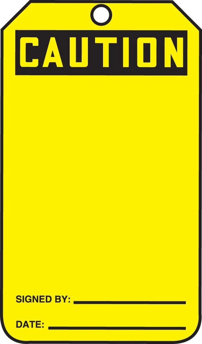 AccuformNMC MGT200 OSHA Caution Safety Tag, Blank Yellow, 5-3/4" H x 3-1/4" W, 5/Pk