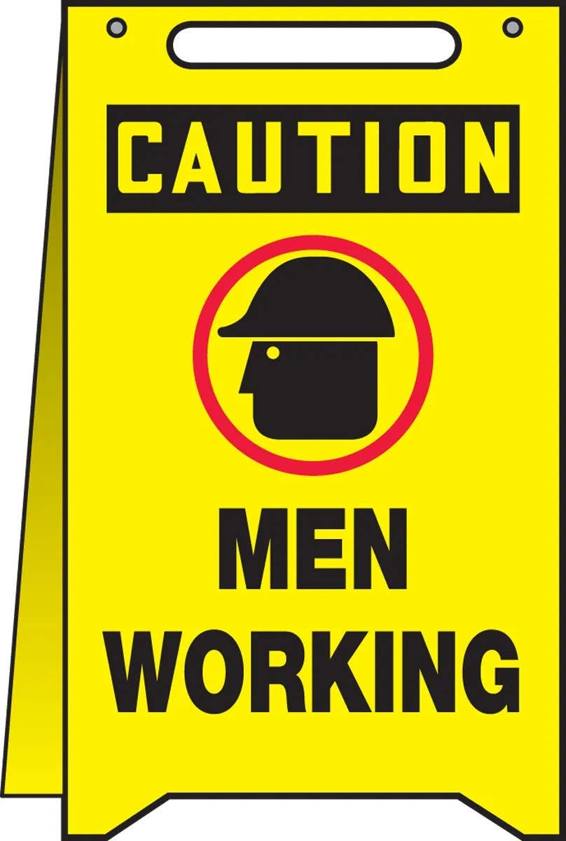 AccuformNMC PFR603 OSHA Caution Fold-Ups, Safety Sign, Men Working, 20" H x 12" W