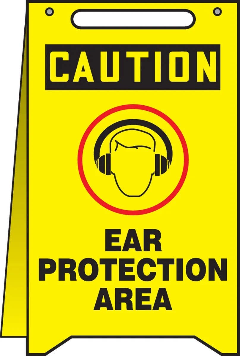 AccuformNMC PFR613 OSHA Caution Fold-Ups, Ear Protection Area, 20" H x 12" W