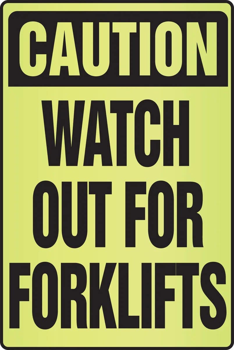 AccuformNMC PSA335 OSHA Caution Fluorescent Alert Sign, Watch Out For Forklifts, Plastic, 18" H x 12" W