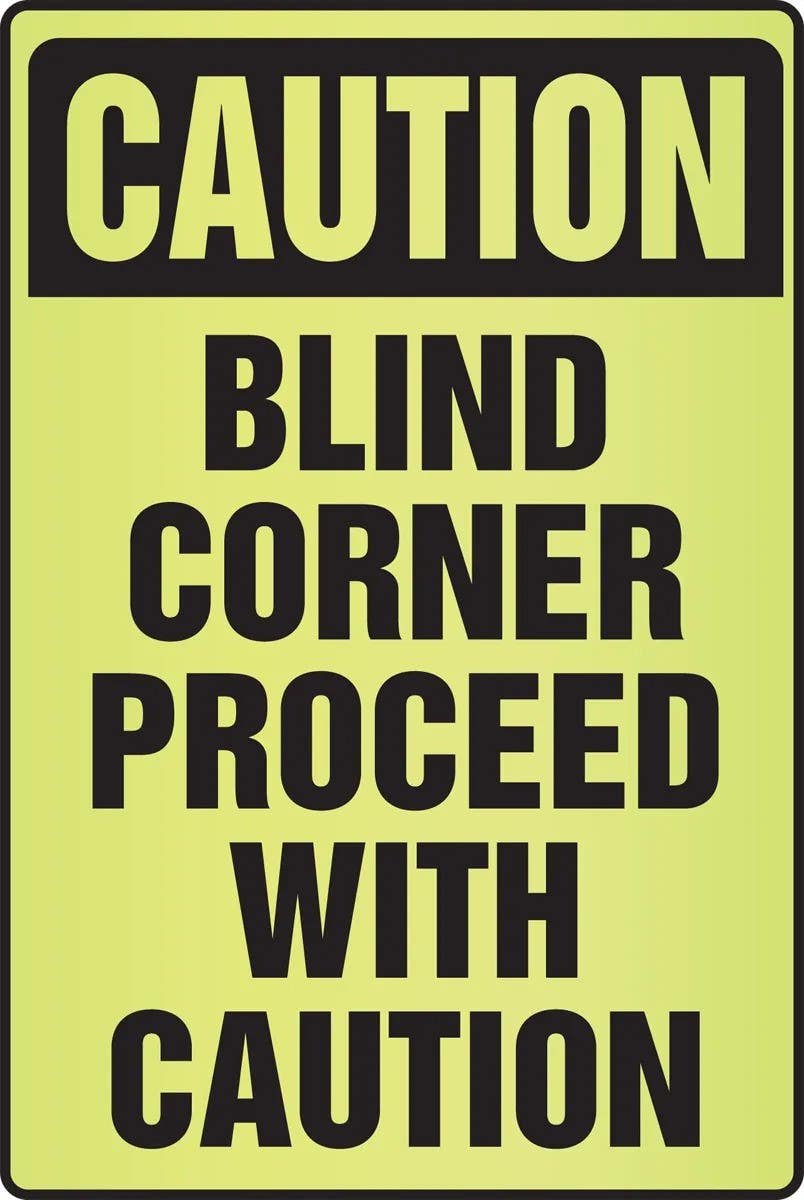 AccuformNMC PSA337 OSHA Caution Fluorescent Alert Sign, Blind Corner Proceed With Caution, Plastic, 18" H x 12" W