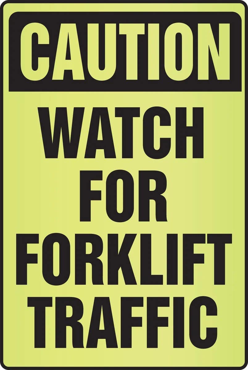 AccuformNMC PSA343 OSHA Caution Fluorescent Alert Sign, Watch For Forklift Traffic, Plastic, 18" H x 12" W