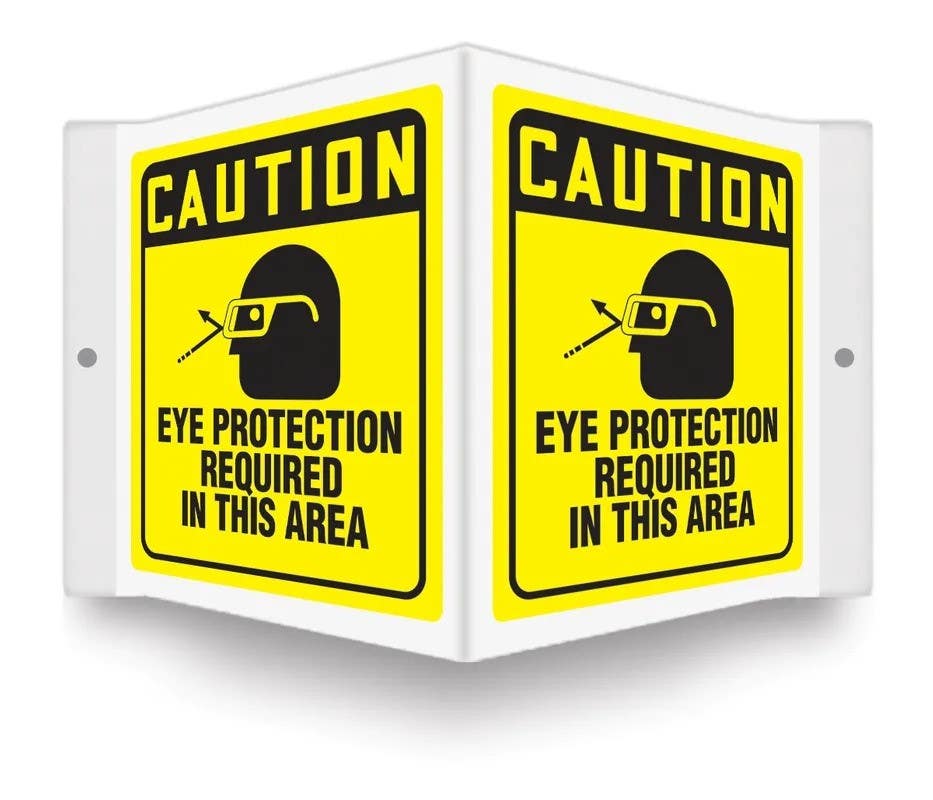 AccuformNMC PSP OSHA Caution Projection Sign, Eye Protection Required In This Area