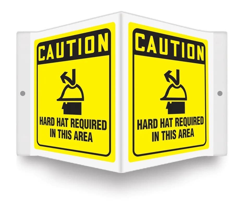 AccuformNMC PSP OSHA Caution Projection Sign, Hard Hat Required In This Area