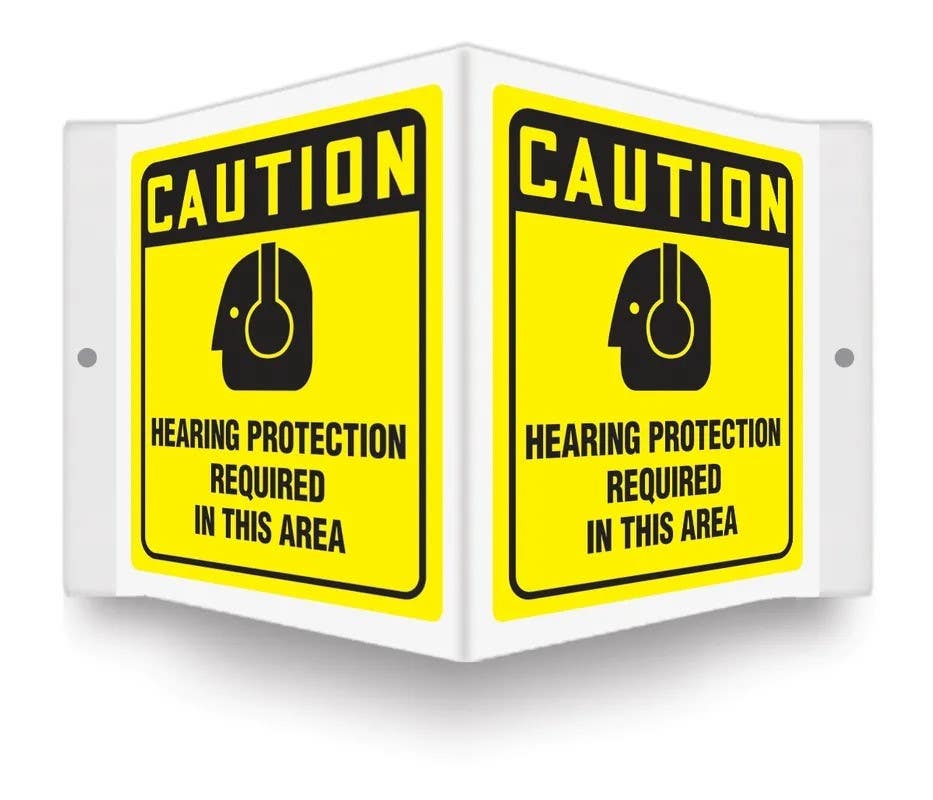 AccuformNMC PSP OSHA Caution Projection Sign, Hearing Protection Required In This Area