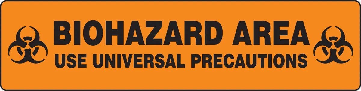AccuformNMC PSR247 Slip-Gard, Floor Safety Sign, Biohazard Area, Use Universal Precautions, 6" H x 24" W