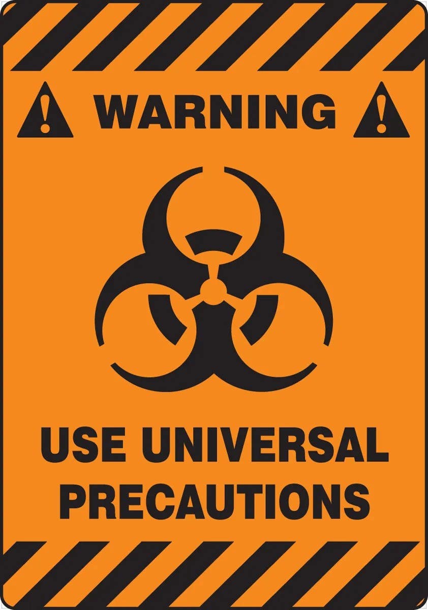 AccuformNMC PSR634 ANSI Warning Safety Sign, Use Univesrsal Precautions, 20" H x 14" W