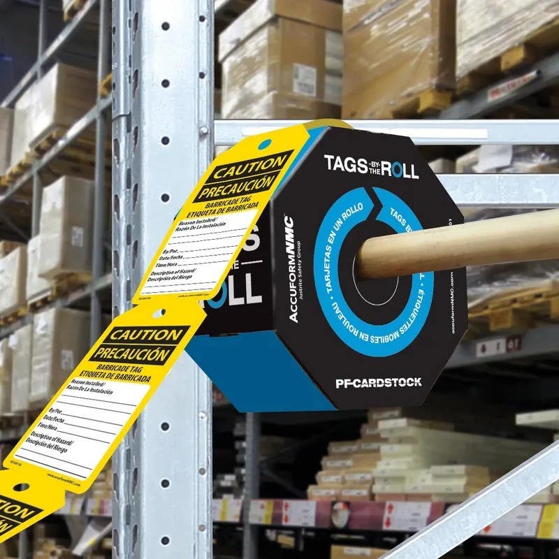 AccuformNMC SBTAR136 Tag By-The-Roll Safety Tag, Caution/Precaution Barricade Tag, PF-Cardstock, Spanish/English, 100/Roll