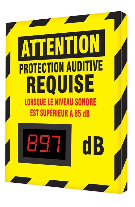 AccuformNMC SCS601 OSHA Caution Industrial Decibel Meter Sign, Ear Protection Required..., Aluminum Face, 12" H x 10" W
