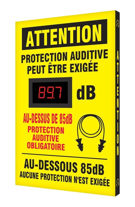 AccuformNMC SCS603 OSHA Caution Industrial Decibel Meter Sign, Ear Protection…, Aluminum Face, 20" H x 12" W x 1" D