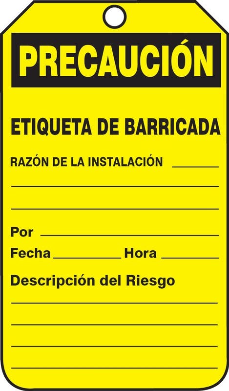 AccuformNMC TAB105 OSHA Caution Safety Tag, Barricade Tag, 5-3/4" H x 3-1/4" W, 5/Pk