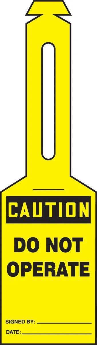 AccuformNMC TAL312 Loop N Strap, OSHA Caution Safety Tag, Do Not Operate, 1-3/8" W x 6" H, 25/Pk