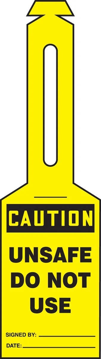 AccuformNMC TAL314 Loop N Strap, OSHA Caution Safety Tag, Unsafe, Do Not Use, 1-3/8" W x 6" H, 25/Pk