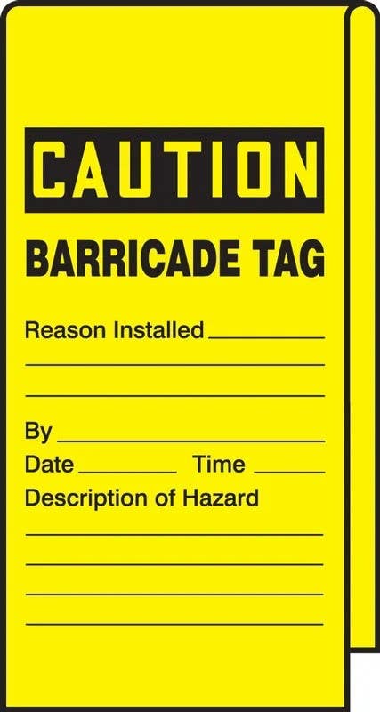 AccuformNMC TAT112 Wrap N Stick, Caution Safety Tag, Barricade Tag, 12" H x 3-1/8" W, 25/Pk