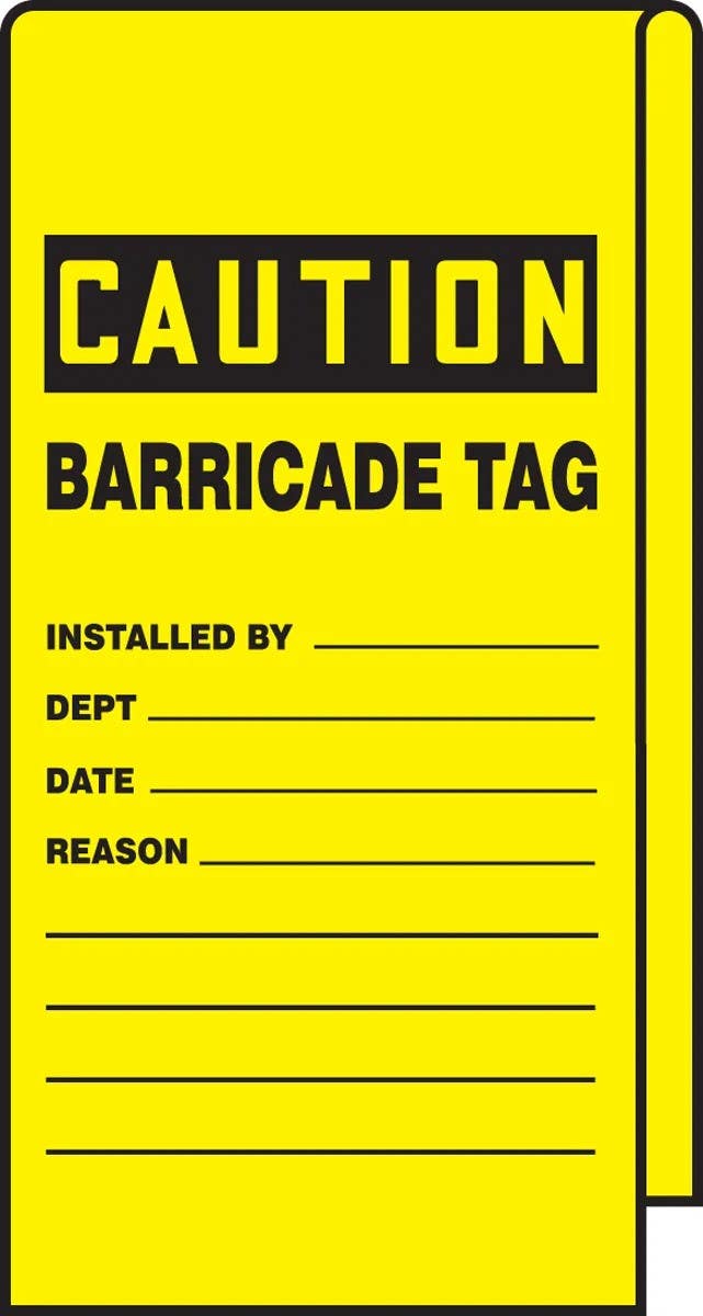 AccuformNMC TAT113 Wrap N Stick, Caution Tag, Barricade Tag, 12" H x 3-1/8" W, 25/Pk