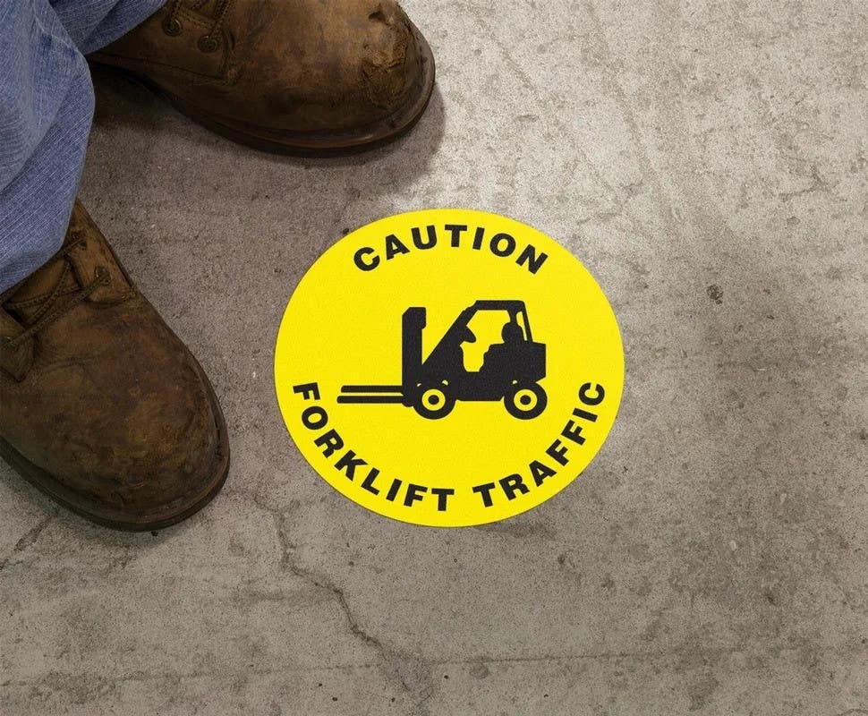 AccuformNMC MFS Slip-Gardz Floor Sign, Caution, Forklift Traffic (Graphic)