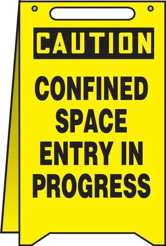 AccuformNMC PFR136 OSHA Caution Fold-Ups Floor Sign, Confined Space, Entry In Progress, 20" H x 12" W