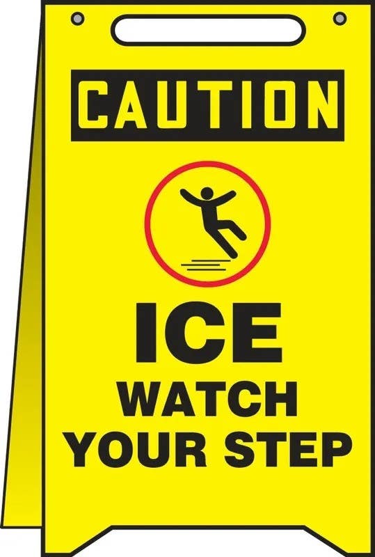 AccuformNMC PFR601 OSHA Caution Fold-Ups Floor Sign, Ice Watch Your Step, 20" H x 12" W