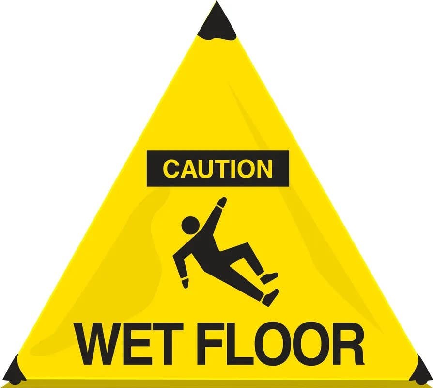 AccuformNMC PFT182 OSHA Caution Handy Cone Floor Sign, Wet Floors, Black/Yellow, 18" H x 20" W