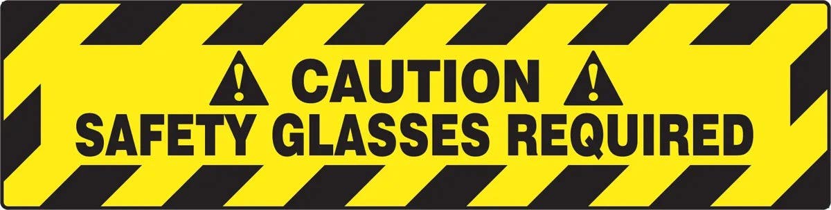 AccuformNMC PSR274 Slip-Gard Step-Style Floor Sign, Caution, Safety Glasses Required, 6" H x 24" W