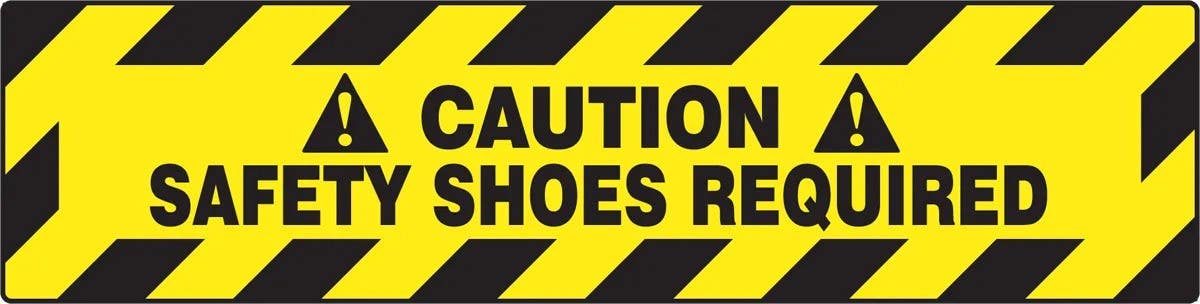 AccuformNMC PSR278 Slip-Gard Step-Style Floor Sign, Caution, Safety Shoes Required, 6" H x 24" W