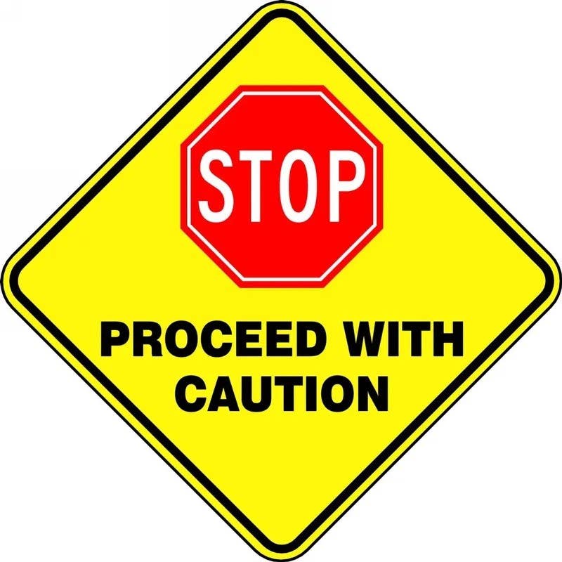 AccuformNMC PSR430 Slip-Gard Diamond Floor Sign, Stop - Proceed With Caution, 17"