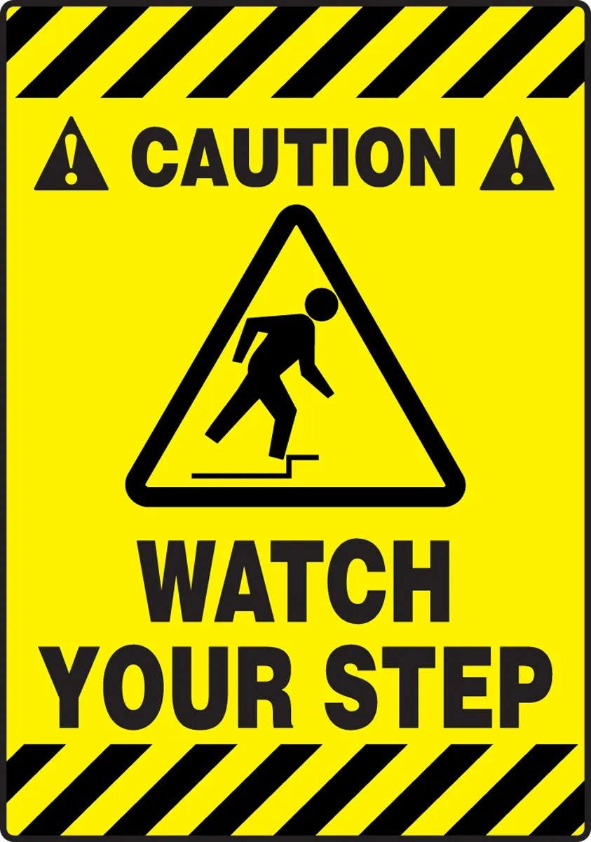 AccuformNMC PSR624 Slip-Gard Caution Border Floor Sign, Watch Your Step, 20" H x 14" W