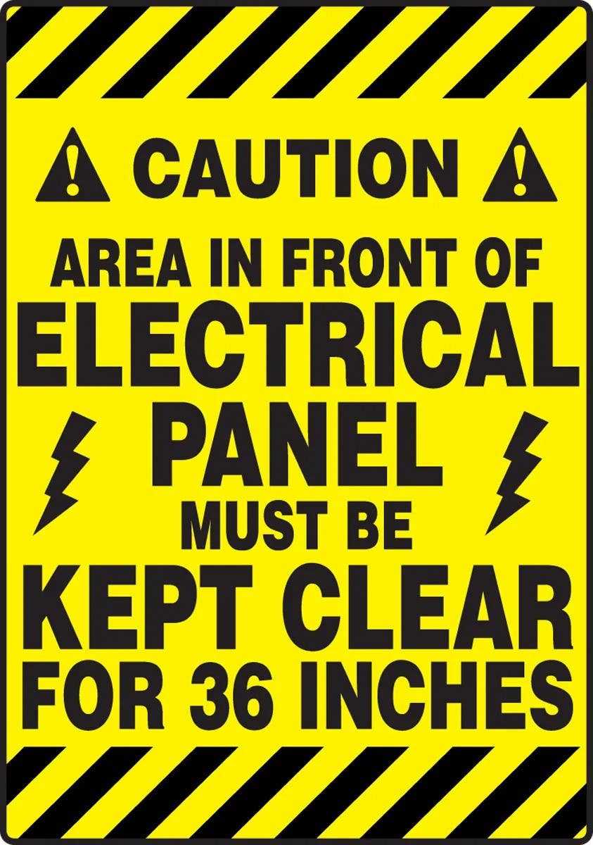 AccuformNMC PSR64 Slip-Gard ANSI Caution Border Floor Sign, Area In Front Of Electrical Panel Must Be Kept Clear…
