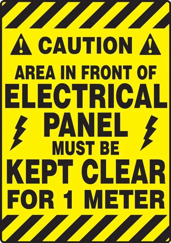 AccuformNMC PSR64 Slip-Gard ANSI Caution Border Floor Sign, Area In Front Of Electrical Panel Must Be Kept Clear For 1 m.