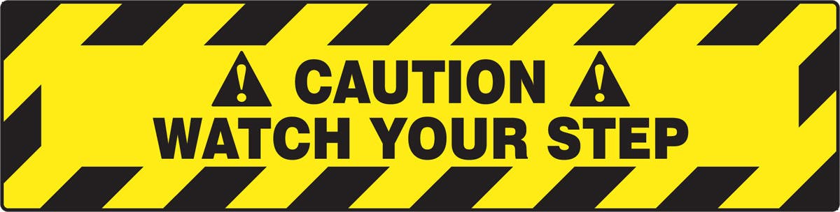 AccuformNMC PSR266 Slip-Gard Border Floor Sign, Caution Watch Your Step, 6" H x 24" W