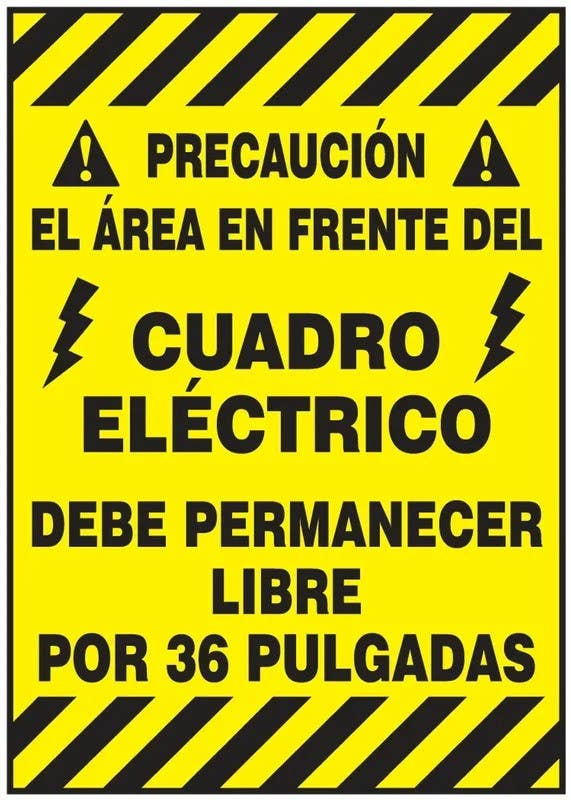 AccuformNMC SHPSR640 Slip-Gard ANSI Caution Border Floor Sign, Area In Front Of Electrical..., Spanish, 20" H x 14" W