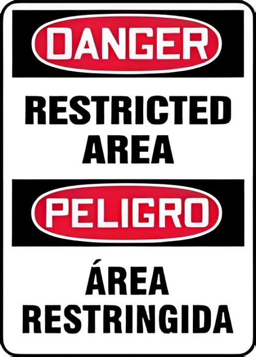 AccuformNMC SBMADM1 Bilingual OSHA Danger Safety Sign, Restricted Area