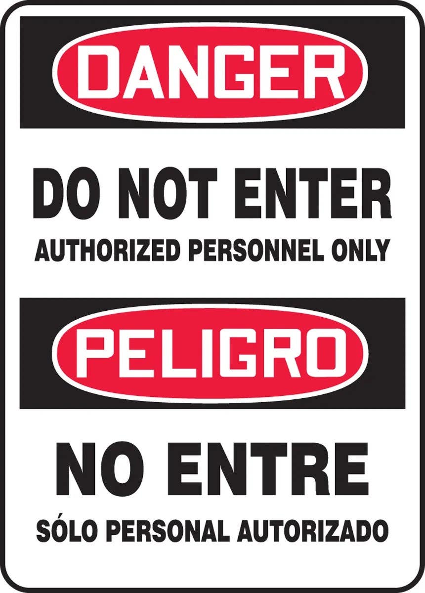 AccuformNMC SBMADM15 Bilingual OSHA Danger Safety Sign, Do Not Enter