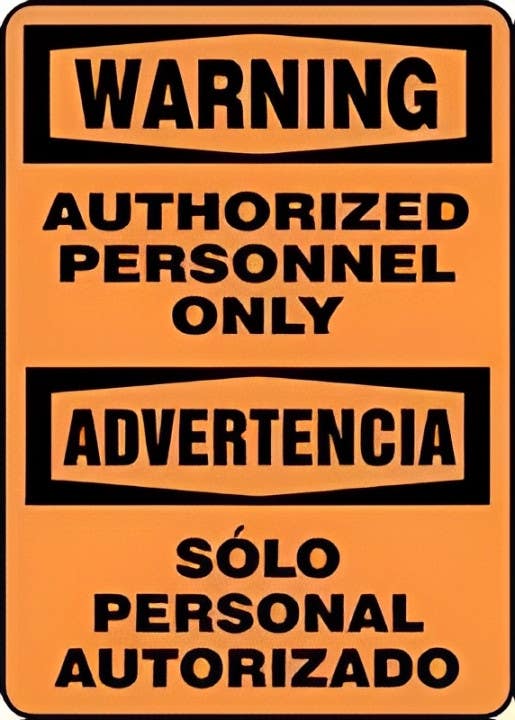 AccuformNMC SBMADM32 Bilingual Warning Safety Sign, Authorized Personnel Only